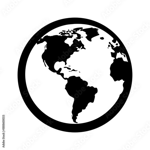 A 3d vector illustration of a global world map icon featuring earth's continents and countries on a sphere symbol for travel and business