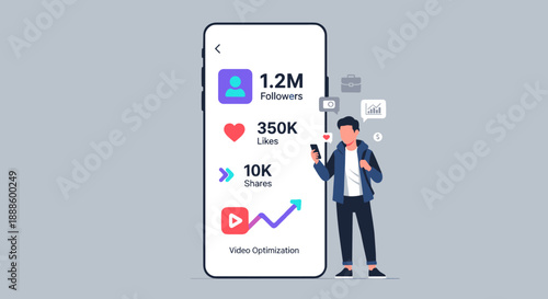 An isometric illustration depicts business concepts, technology, and travel elements, showcasing data analysis, multimedia, and global connectivity on a clean, light background.