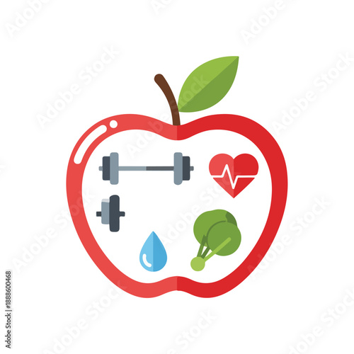 Healthy Apple Fitness and Wellness Concept