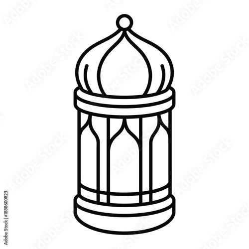Ornate black and white lantern with intricate and dome