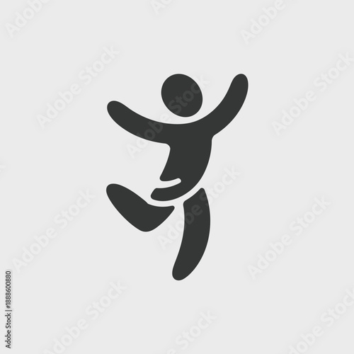 Silhouette of a person in a dynamic pose with arms and legs extended