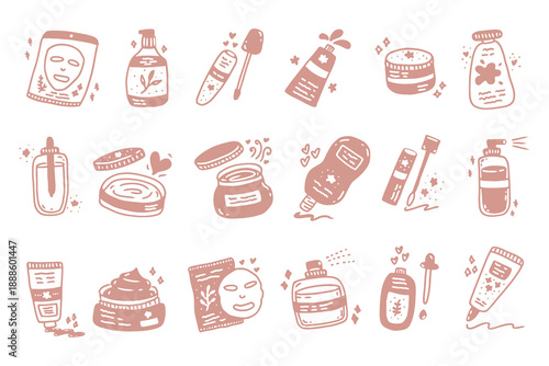 Cute Doodle of Skincare and Beauty Care