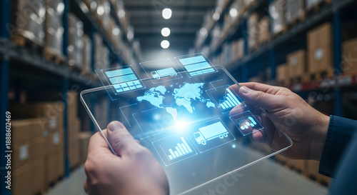 Warehouse Manager Using Transparent Digital Tablet for Global Supply Chain Management and Inventory Tracking
