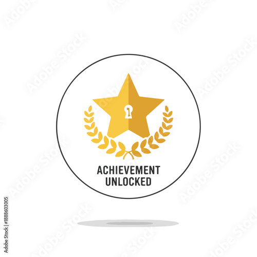 Achievement Unlocked Emblem with Star and Laurel
