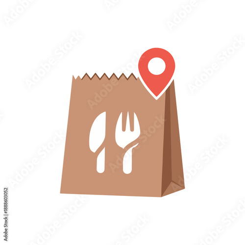 Takeout Bag with Cutlery and Location Pin