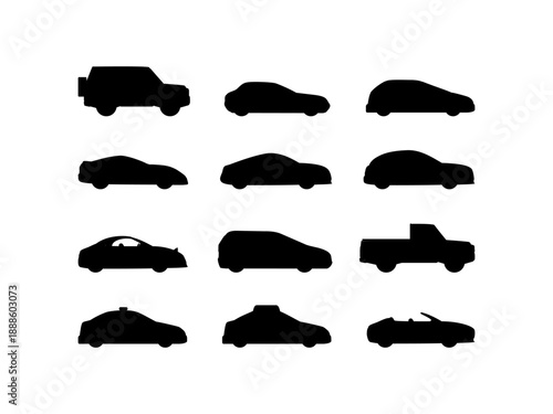 Car icon silhouette collection