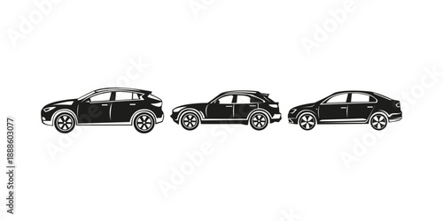 Car silhouettes set. Car icon silhouette collection