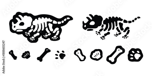 dinosaur vector icon triceratops horridus t-rex Tyrannosaurus rex cartoon character doodle illustration logo isolated design