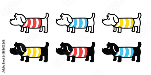 dog vector Poodle dachshund striped tee shirt cartoon character icon puppy pet doodle symbol illustration isolated design