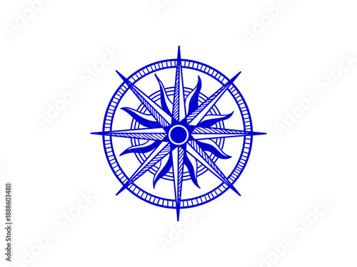 Compass icon illustration created for world map designs featuring clean navigational symbol suitable for geography education travel infographics atlases global navigation apps and cartography projects