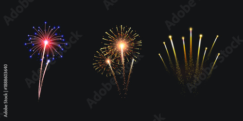 Colorful fireworks festival happy new year