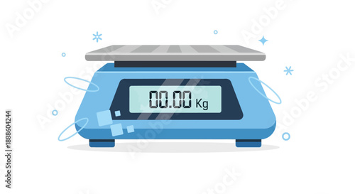 Blue Digital Kitchen Scale With Display Reading 00.00 Kg For Weighing Food And Goods At Home