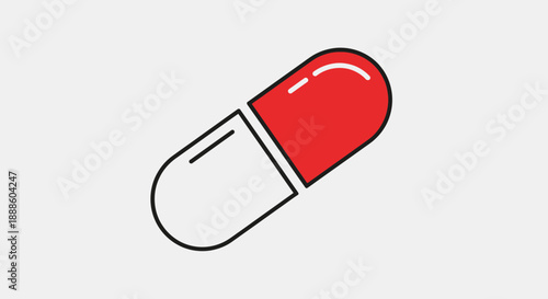 red pill on white background
