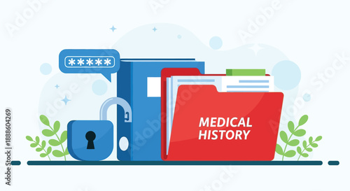 Medical History Files Secured: Safe Document Folder With Lock and Password Shield Security
