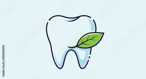 tooth with green leaf