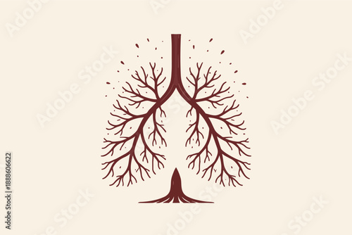 Human lungs shaped like a tree illustrating health, nature, and clean air concept
