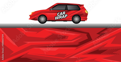 abstract car decal wrap design, red car wrap template, editable car wrap design, racing background, eps 10