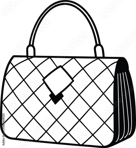 A luxurious, golden handbag is centrally positioned against a clean white background. The bag is composed of quilted, diamond-patterned material on its front flap and body, contrasting with the smooth