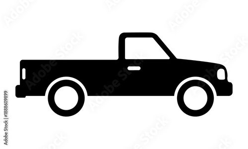Black pickup truck icon representing transportation and vehicle concept.