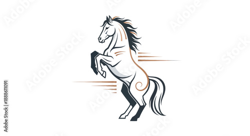 Stylized horse illustration on white background symbolizing freedom and motion