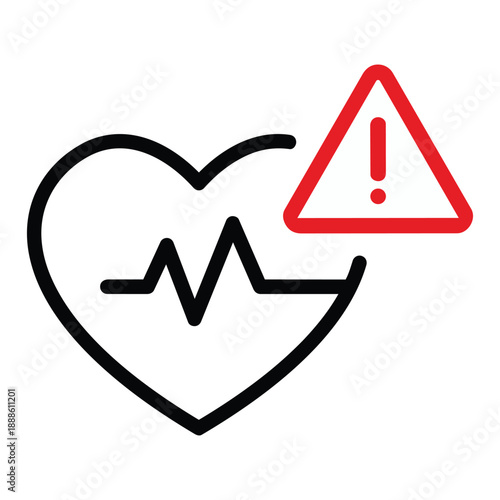 Cardiac Caution: A symbolic representation of a healthy heart rhythm confronted with a symbol of warning, signifying a potential cardiac concern.
