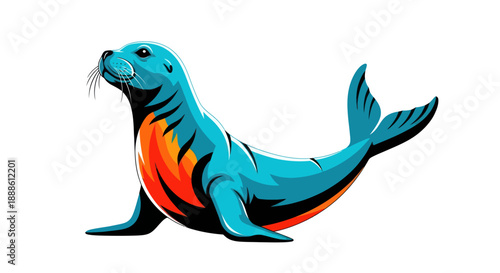 Stylized illustration of a seal on a white background for commercial use