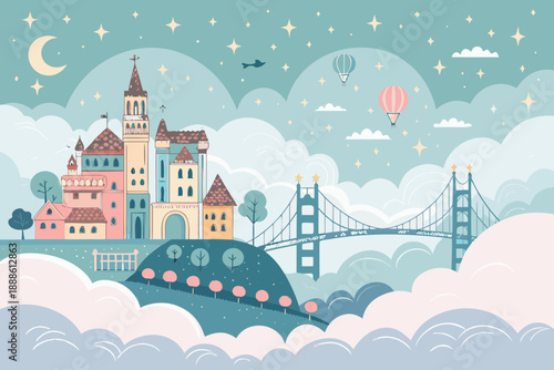 Dream Fantasy City Suspended The Clouds Paste Premium Digital Asset Perfect for Editorial Content
