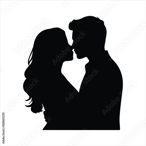 silhouette of a couple, vector illustration of a silhouette of a loving couple, Flat black silhouette of romantic couple dancing vector clipart for love valentine partner people illustration design
