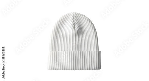 White ribbed beanie isolated on transparent background
