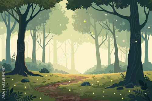 Peaceful Forest Clearing With Soft Lig High-Quality Stock Image Perfect for Editorial Content