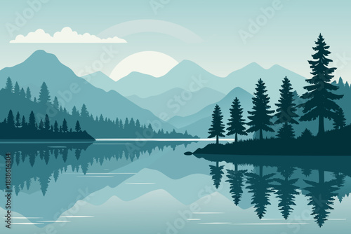 Depicting Serene Lakeside With Reflections And Vibrant Creative Visual