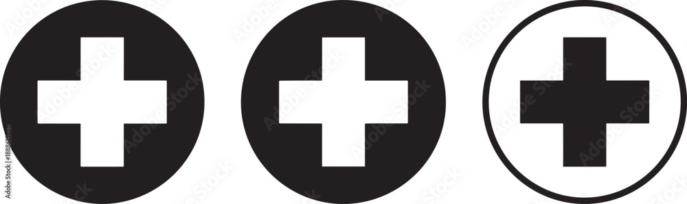 Obraz premium Black and white plus in circles signs