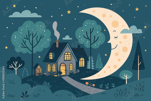 Featuring Tiny Village Living The Crescent Moon Glowing Crisp Creative Visual