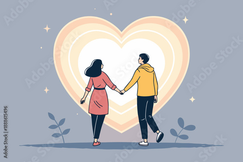 Elegant Couple Holding Hands Glowing Heart Aura Premium Digital Asset
