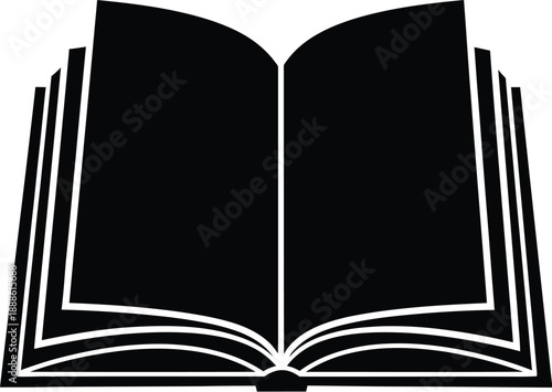 Open book icon in black simple design on transparent background silhouette