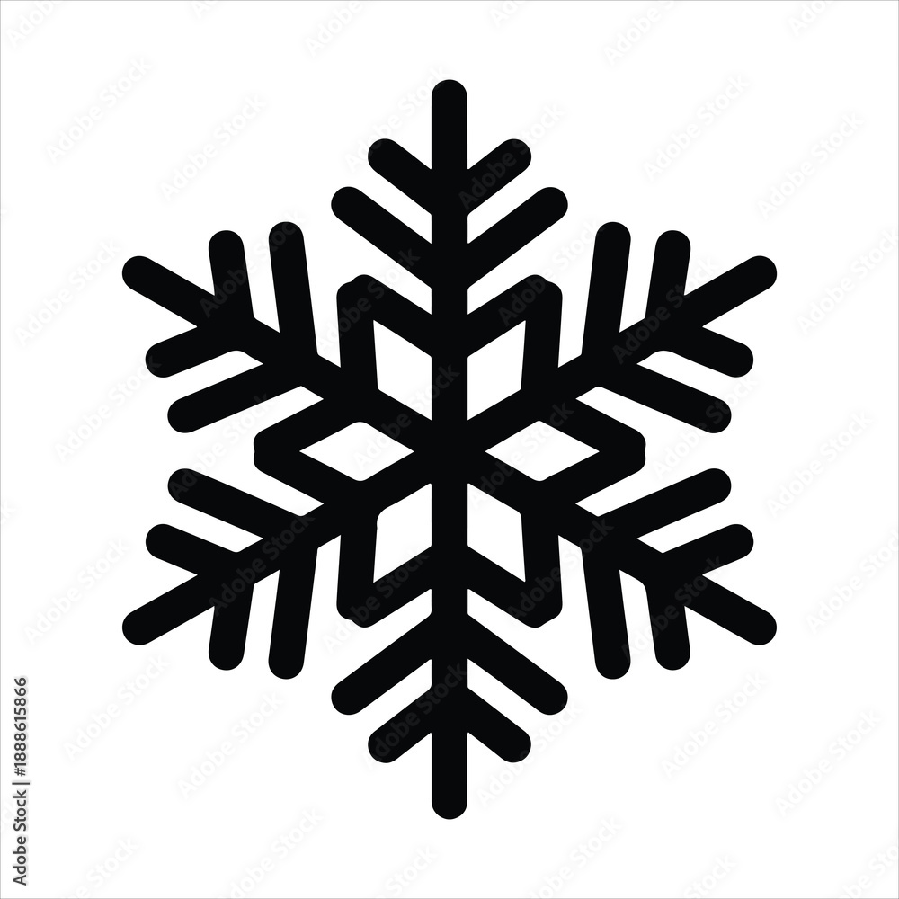 Obraz premium snowflake crystal silhouette vector icon set, black color and white background.