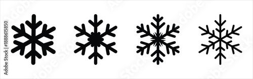 snowflake crystal silhouette vector icon set, black color and white background.