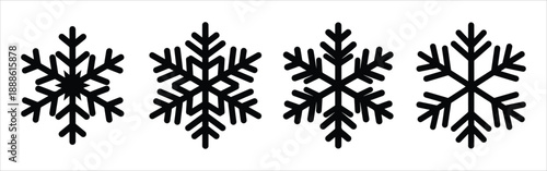 snowflake crystal silhouette vector icon set, black color and white background.