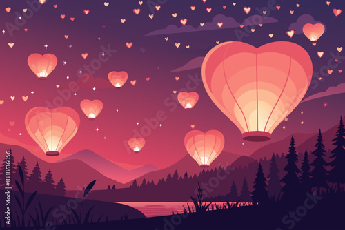 Elegant Floating Heart Lanterns Night Bold Roma Creative Visual