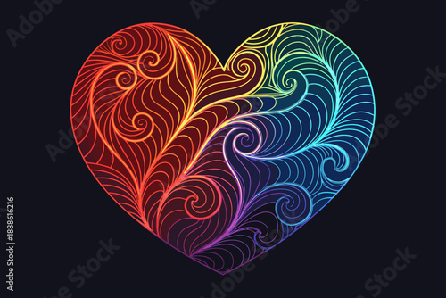 Dynamic Heart Made Liquid Waves Bold Vibr Professional Photo