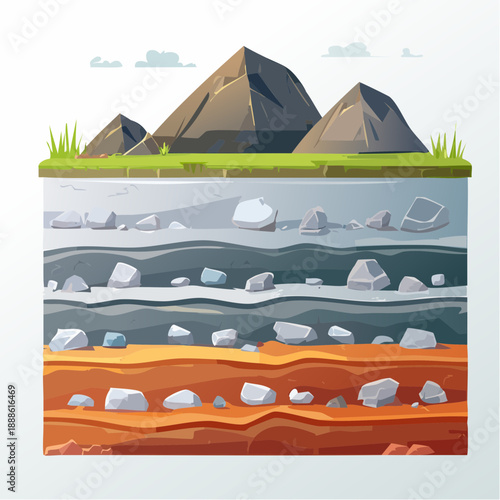 Cross sectional Illustration of Earths Geological Layers