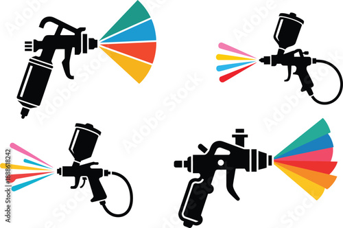 Colorful Spray Patterns from Paint Spray Guns Logo Vector Design Template for Business and Identity