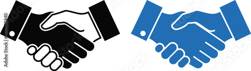 Two handshakes one black and one blue a sleek silhouette on transparent background