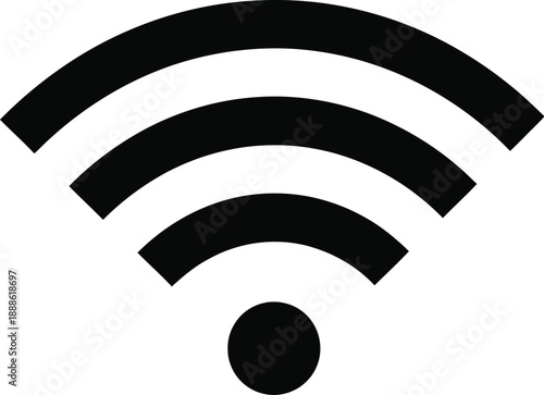 Simple black wifi signal icon on transparent background silhouette high quality