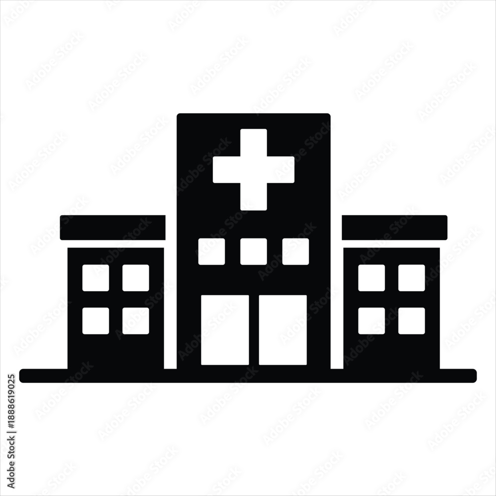 Obraz premium Modern Hospital Clinic Icon Black White Vector