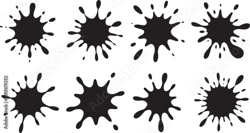 Black ink splatters on white background
