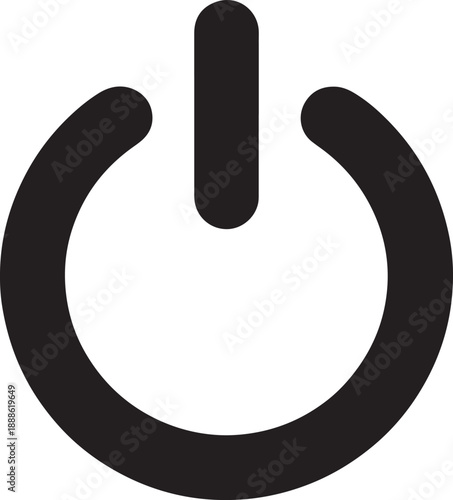 Black power button white background on off switch electronics