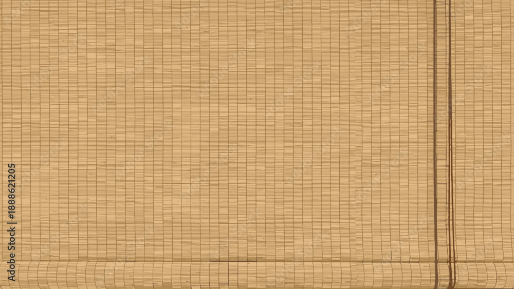 Fototapeta premium Vertical texture of a traditional Japanese bamboo or reed screen known as sudare with fine woven slats and thin cords.