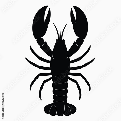 Lobster Silhouette Vector Illustration: Stylized Seafood Animal Icon Representing Ocean Delicacy, Simple Outline Isolated on White Background.