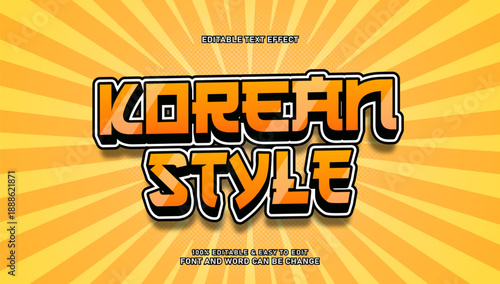 Korean Style Bold Editable Text Effect with Comic Pop Art Yellow Background